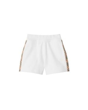 Burberry Check Trim Cotton Shorts - White