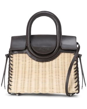 STAUD Mini Maude Wicker Top Handle Bag - Black