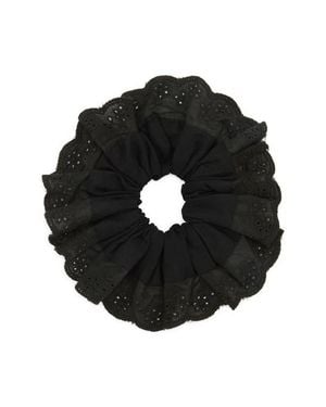 Tasha Oversize Eyelet Scrunchie - Black
