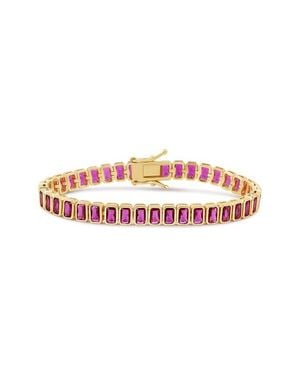SHYMI Emerald Cut Simulated Ruby Tennis Bracelet - Pink