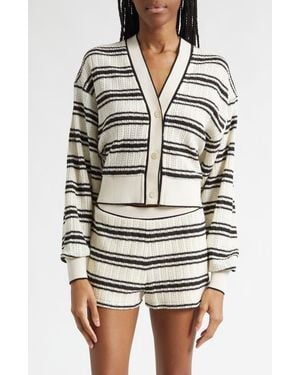 Ramy Brook Romy Stripe Crop Pointelle Cardigan - Multicolor