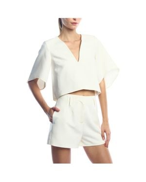 LBLC The Label Amalfi Deep V Blouse - White