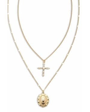 Electric Picks Xsarah & Hollie Passport Necklace Set Of 2 - Metallic