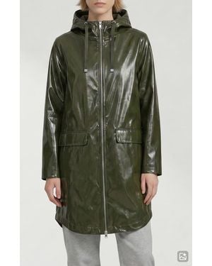 Noize Janae Coated Vinyl Hooded Raincoat - Green