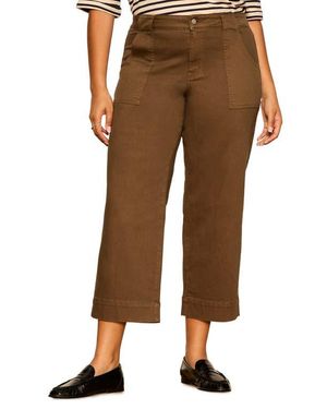 Sanctuary Insider Crop High Waist Cropped Straight Leg Jeans - Brown