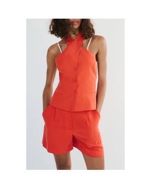 Mango Cross Neck Halter Top - Red