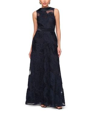 JS Collections Anna Soutache A-Line Evening Gown - Blue