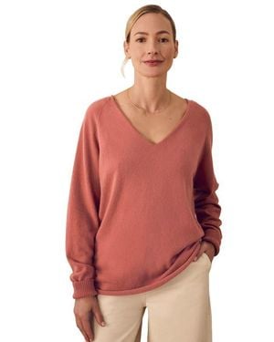 Celtic & Co. British Geelong Relaxed V-Neck Sweater - Red