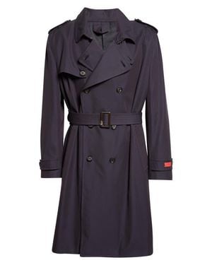 Isaia Cotton & Silk Double Breasted Trench Coat - Black