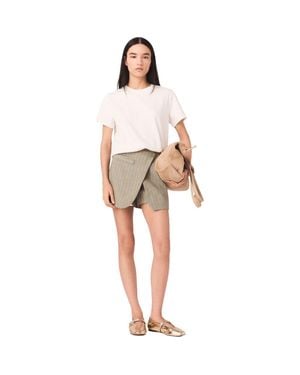 Maje Layered Linen Blend Shorts - Natural