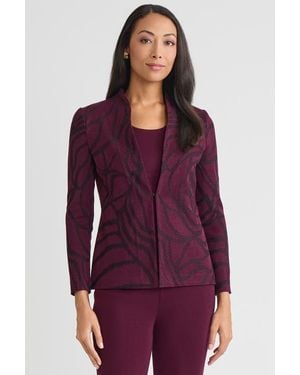 Ming Wang Heritage Rosette Jacquard Knit Jacket - Purple