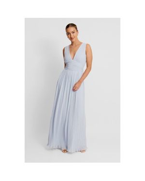 Six Stories Pleated Plunge Maxi Dress - White