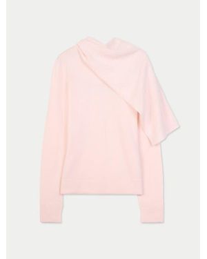 Gobi Cashmere Cashmere Sweater With Draped Scarf - Pink