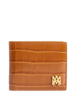 Amiri Ma Icon Croc Embossed Leather Bifold Wallet - Brown