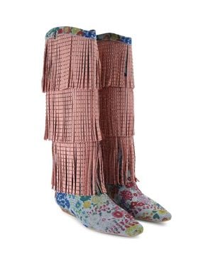 Kurt Geiger Floral Sequin Fringe Western Boot - Multicolor