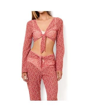 Solid & Striped Dolly Sheer Crop Cover-Up Top - Red