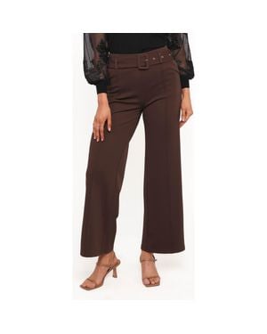Petal & Pup Benton Belted Wide Leg Pants - Brown
