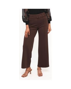 Petal & Pup Benton Belted Wide Leg Pants - Brown