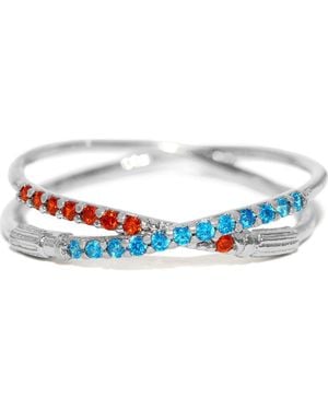 Girls Crew Star Wars Lightsaber Duel Cubic Zirconia Crossover Ring - Blue