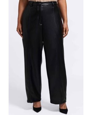 Foxcroft Ciara Wide Leg Faux Leather Pants - Black