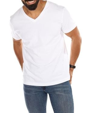 Memoi 2-Pack Cool Stretch Cotton V-Neck Undershirts - White