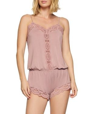 Eberjey Marry Me Dreamer Jersey Knit Teddy Romper - Pink
