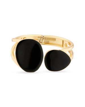 Kenneth Jay Lane Enamel Oval Cuff Bracelet - Black