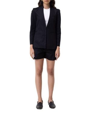 REISTOR Organic Cotton Collarless Summer Blazer - Blue