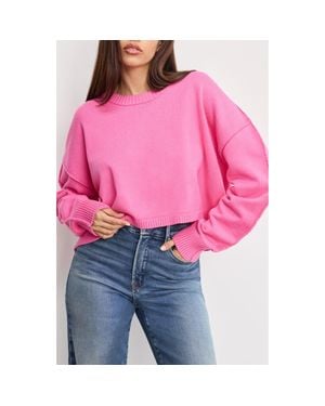 GOOD AMERICAN Cozy Crewneck Sweater - Pink