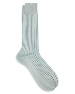 Canali Ribbed Cotton Dress Socks - Blue