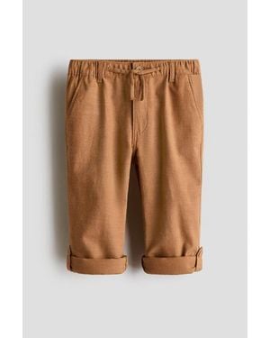 H&M Cotton Roll-Up Pants - Brown
