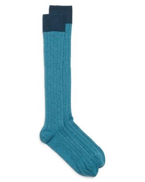 Johnstons of Elgin Ainsley Cashmere Blend Knee Socks - Blue