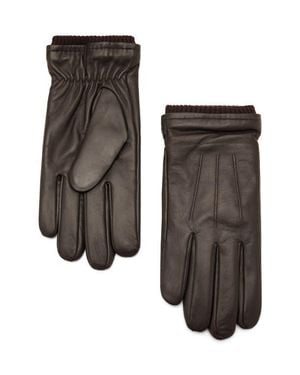 Mango Rib Cuff Leather Gloves - Black