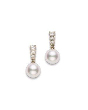 Mikimoto Morning Dew Diamond & Akoya Pearl Earrings - White