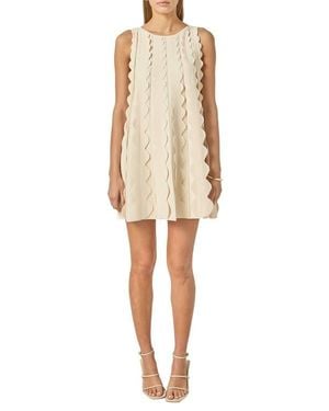 English Factory Scalloped Sleeveless Shift Dress - Natural
