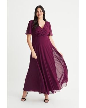 Scarlett & Jo Isabelle Angel Sleeve Maxi Dress - Purple