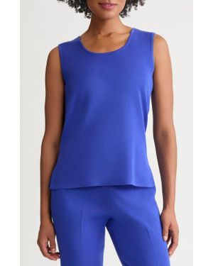 Ming Wang Scoop Neck Sweater Tank - Blue