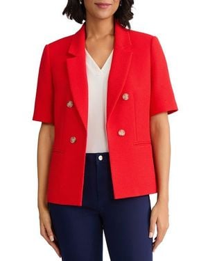Jones New York Short Sleeve Double Breasted Blazer - Red