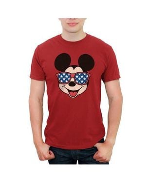 Mickey & Friends Stars Sunglasses Mickey Face Graphic T-Shirt - Red