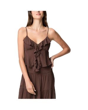 PAIGE Indiah Polka Dot Ruffle Camisole - Black