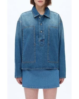 Bayeas Relaxed Ombé Denim Popover Shirt - Blue