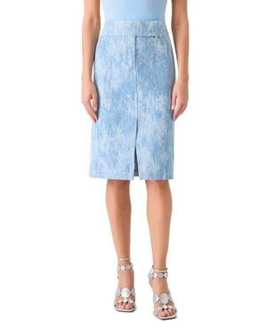 Akris Punto Denim Jacquard Pencil Skirt - Blue