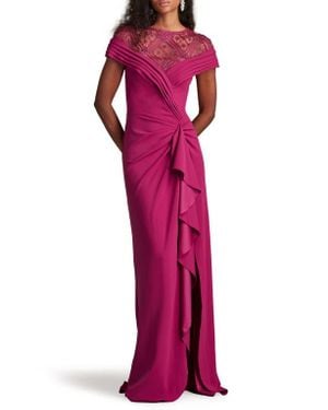 Tadashi Shoji Embellished Lace Evening Gown - Red