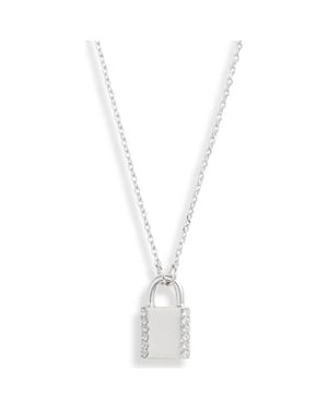 Kate Spade Pavé Lock Mini Pendant Necklace - Metallic