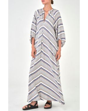 ocean + main Striped Maxi Dress - White