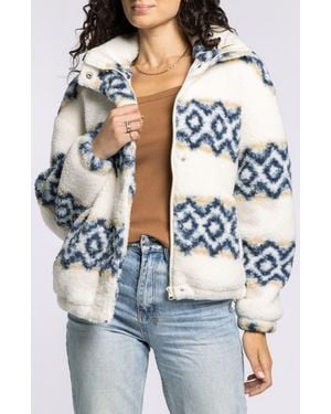 Thread & Supply Idaho Fair Isle Stripe Faux Shearling Jacket - Gray