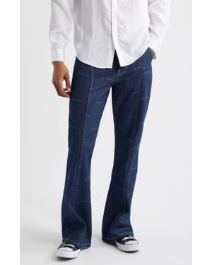 Honor The Gift Print Riding Flare Jeans - Blue