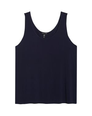 Eileen Fisher Slim Fit Scoop Neck Silk Tank - Blue