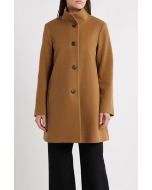 Fleurette Grace Stand Collar Wool Coat - Brown
