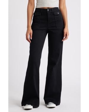 1822 Denim Belle Patch Pocket Flare Jeans - Black